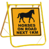 Horses on Road sign with Stand A40280