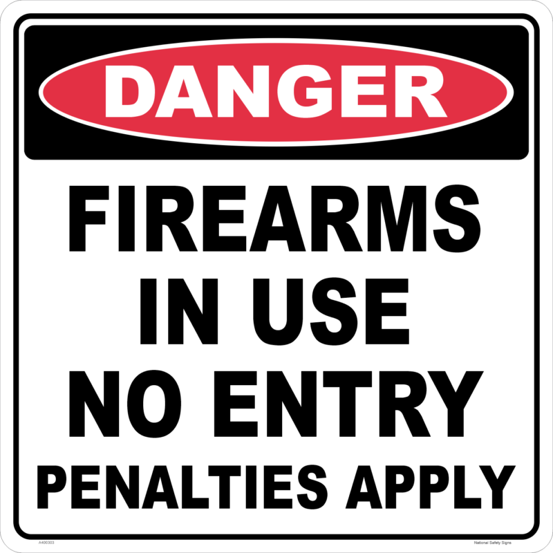 DANGER Firearms In Use No Entry Sign and Stand Combo A400303 - Image 2