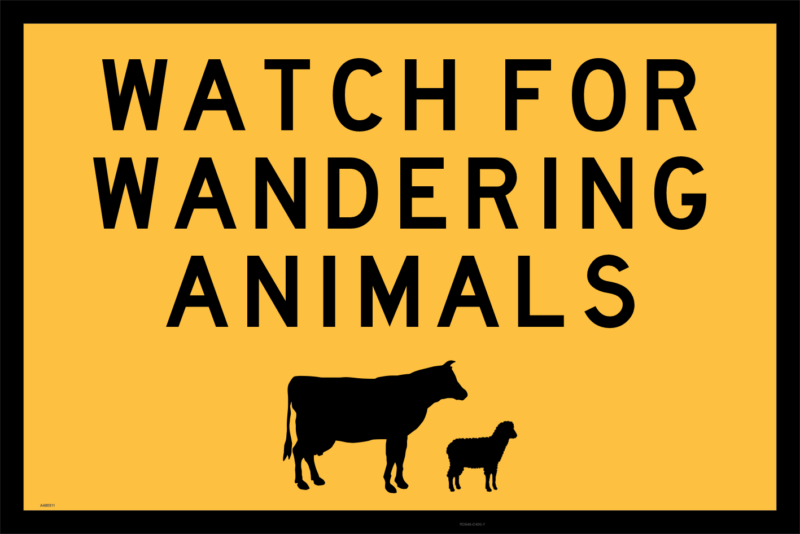 Watch for Wandering Animals Sign with Stand A400311 - Image 2