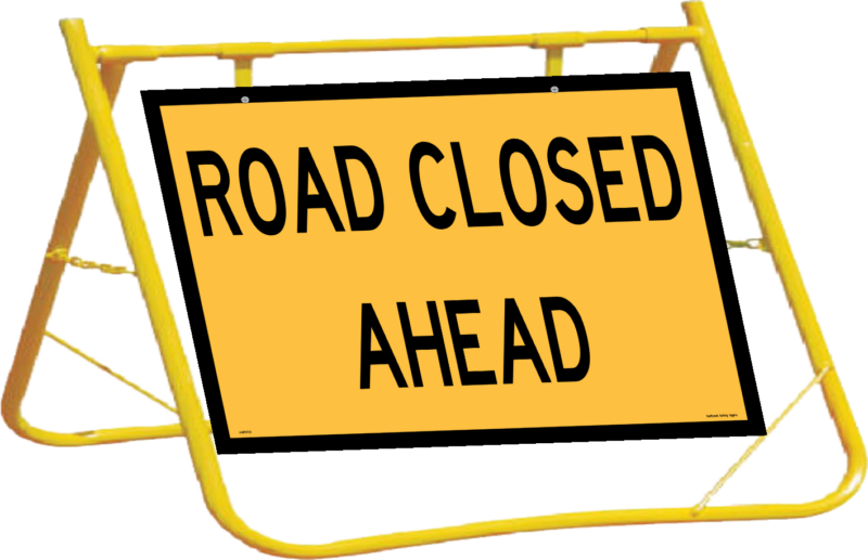 Road Closed Ahead Sign with Stand A400312