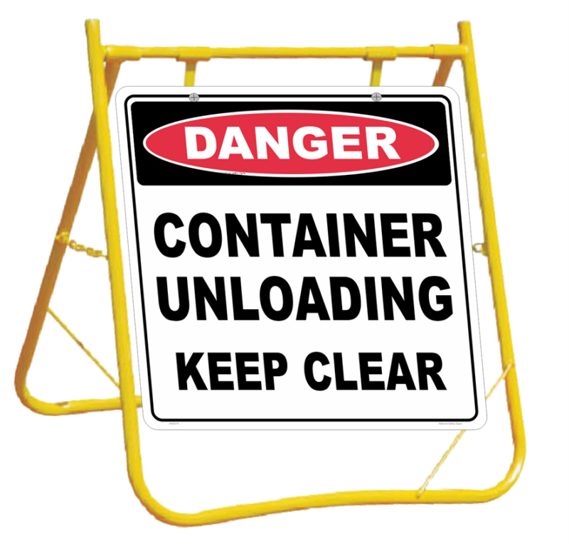 Container Unloading Sign and Stand Combo A400314