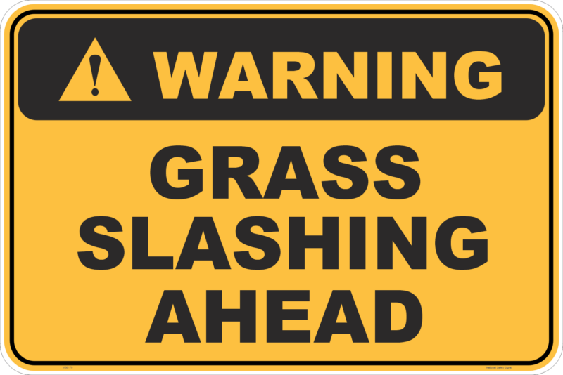 Grass Slashing Ahead sign with stand A40246 - Image 2