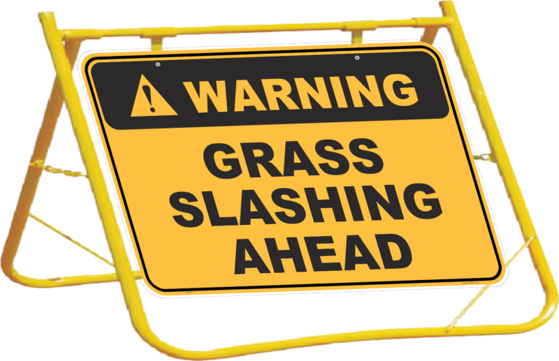 Grass Slashing Ahead sign with stand A40246 - Image 3