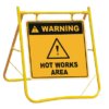 Hot Works Area sign with stand A40260