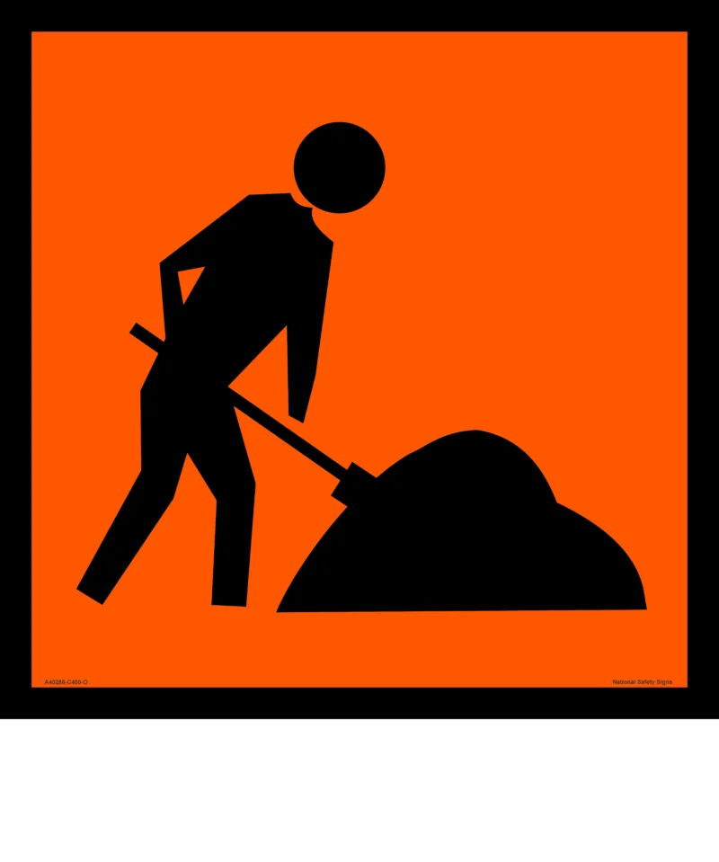 Workmen Ahead Sign and Gal Stand 600 x 600  A40288 - Image 2