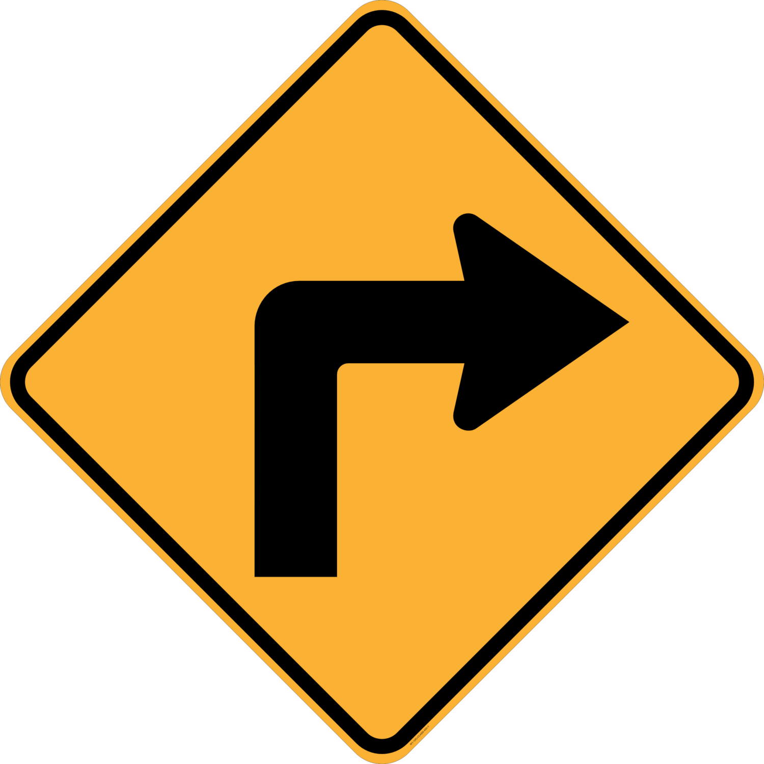 W1 1 R Turn Right Australian Compliant National Traffic Signs