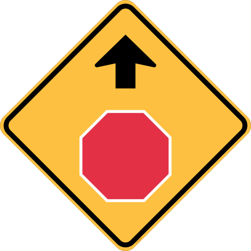 W3-1 Stop Sign Ahead (symbolic)