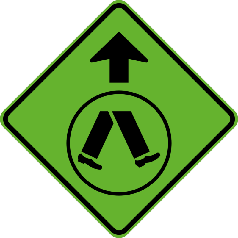 W6-2 Pedestrian Crossing Ahead (symbolic)