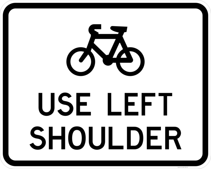 G9-64 Cyclists Use Left Shoulder