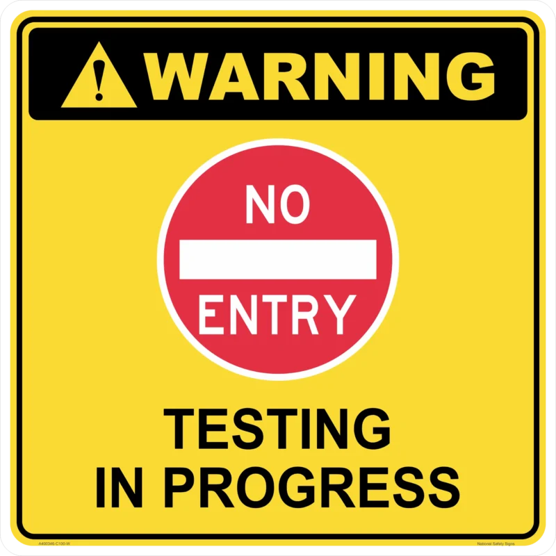 No Entry Testing in Progress Sign with Stand Combo A400346 - Image 2
