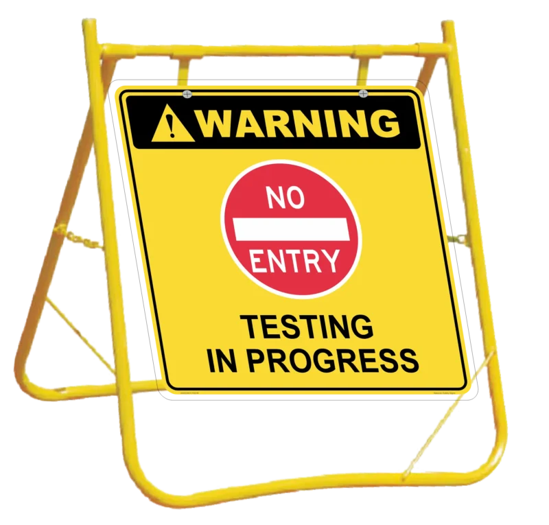 No Entry Testing in Progress Sign with Stand Combo A400346